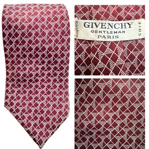 Vintage Givenchy mens neck tie Old Money Classic style ties red cream geometric